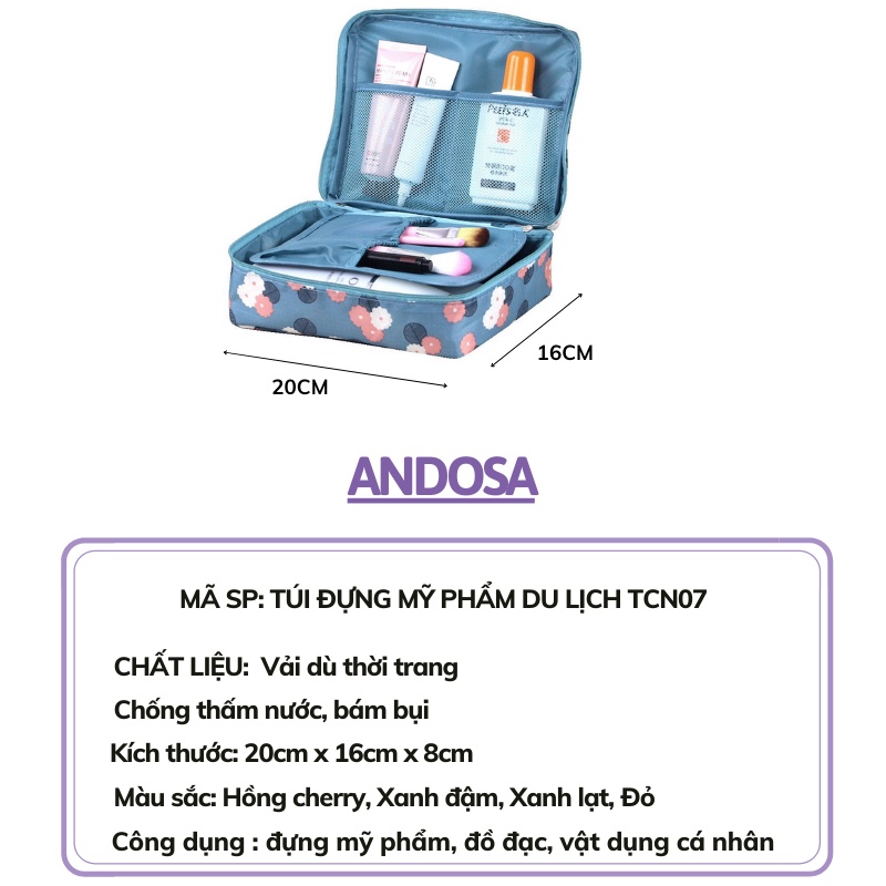 Túi đựng mỹ phẩm đồ cá nhân du lịch nhỏ gọn đẹp cute đa năng cao cấp ANDOSA TCN07
