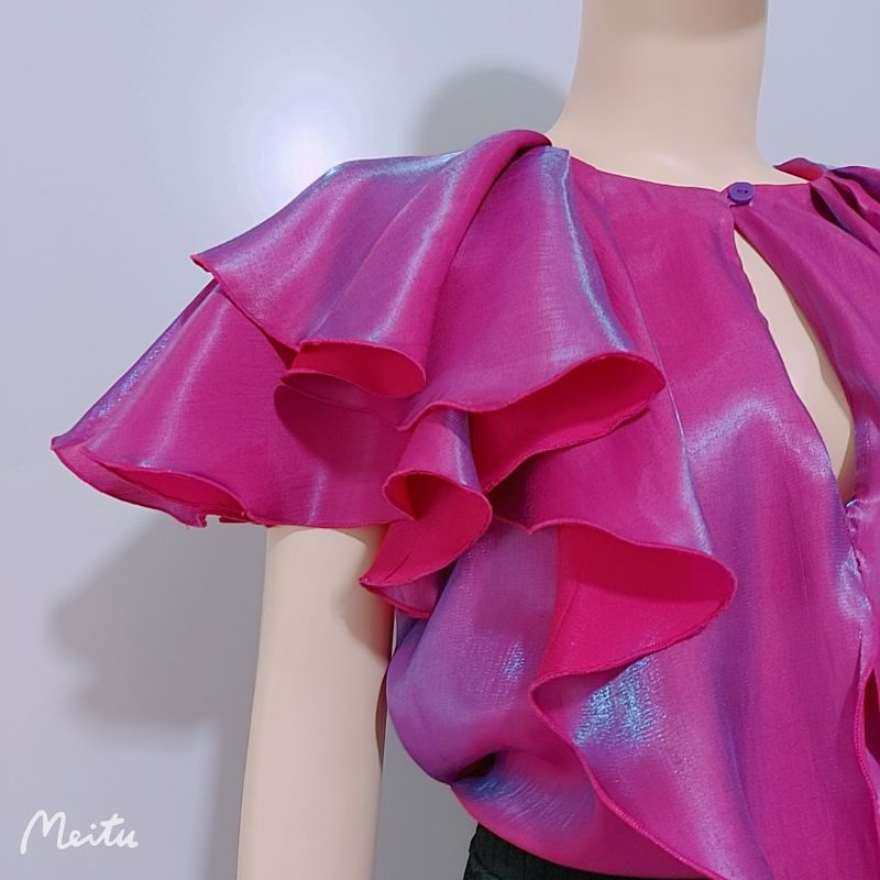 Áo sơ mi nữ cánh tiên lụa 2 da ánh kim
