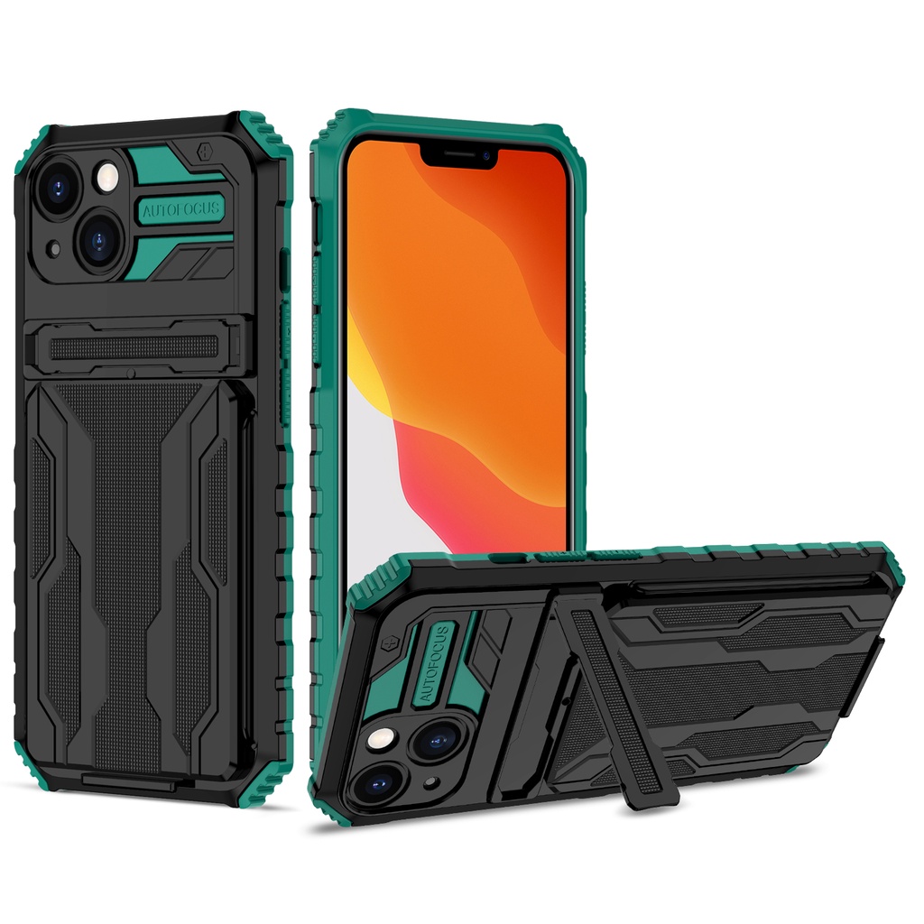 Lưng Điện Thoại Chống Sốc Có Ngăn Đựng Thẻ Dành Casing For iPhone 13 Pro Max Case For iPhone 14 Pro Max Cases iPhone 14 Max Shockproof Bracket Card Slot Hybrid Armor Holder Phone Cover Case