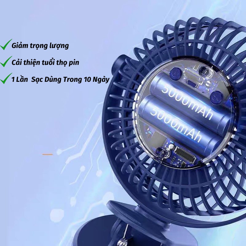 Quạt Kẹp Bàn Quạt Tích Điện Êm Ái Bền Bỉ PAPAA HOME