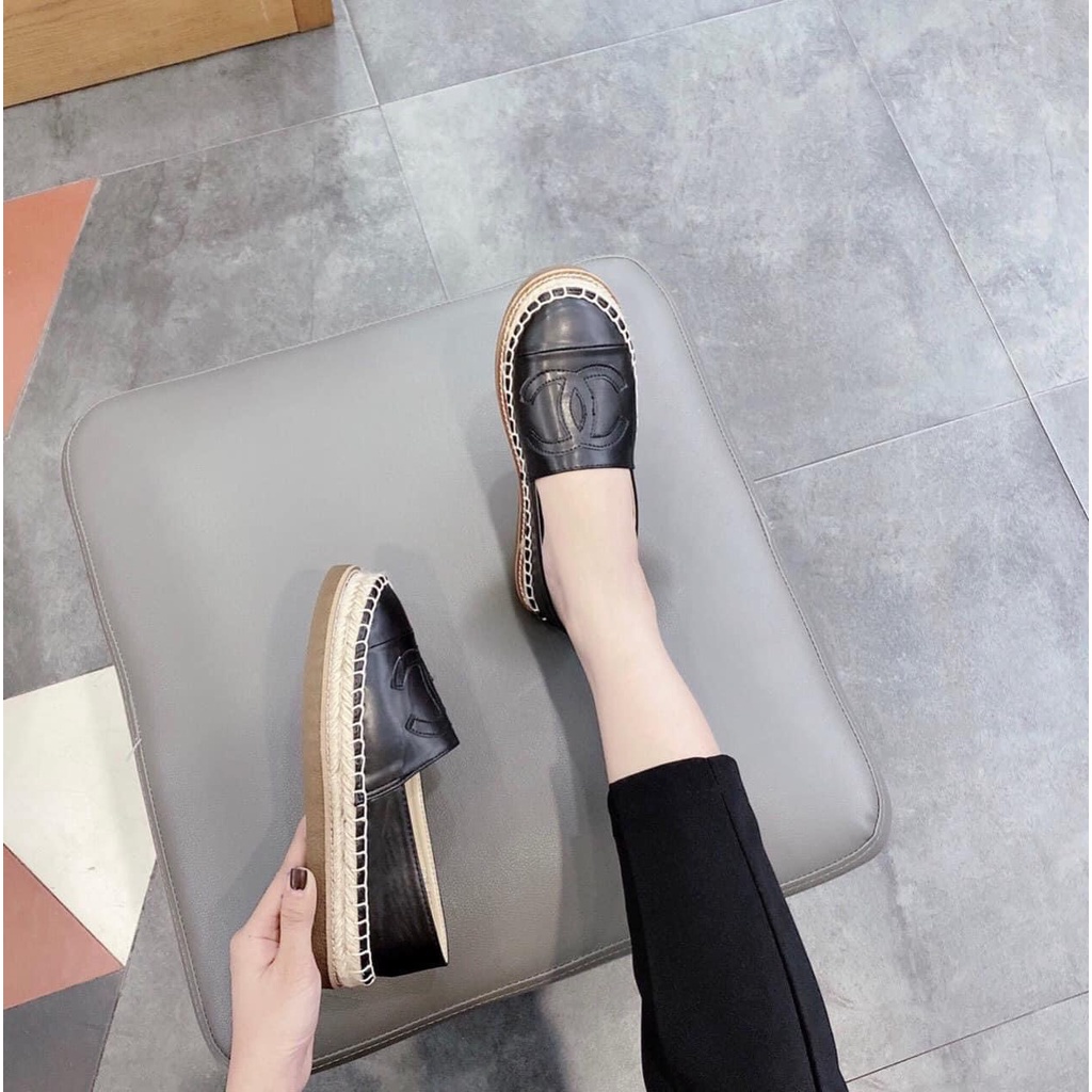 Giày slipon nữ ChàNeo chất da mềm, đế bằng viền cói,hàng quảng châu đầy đủ hộp túi