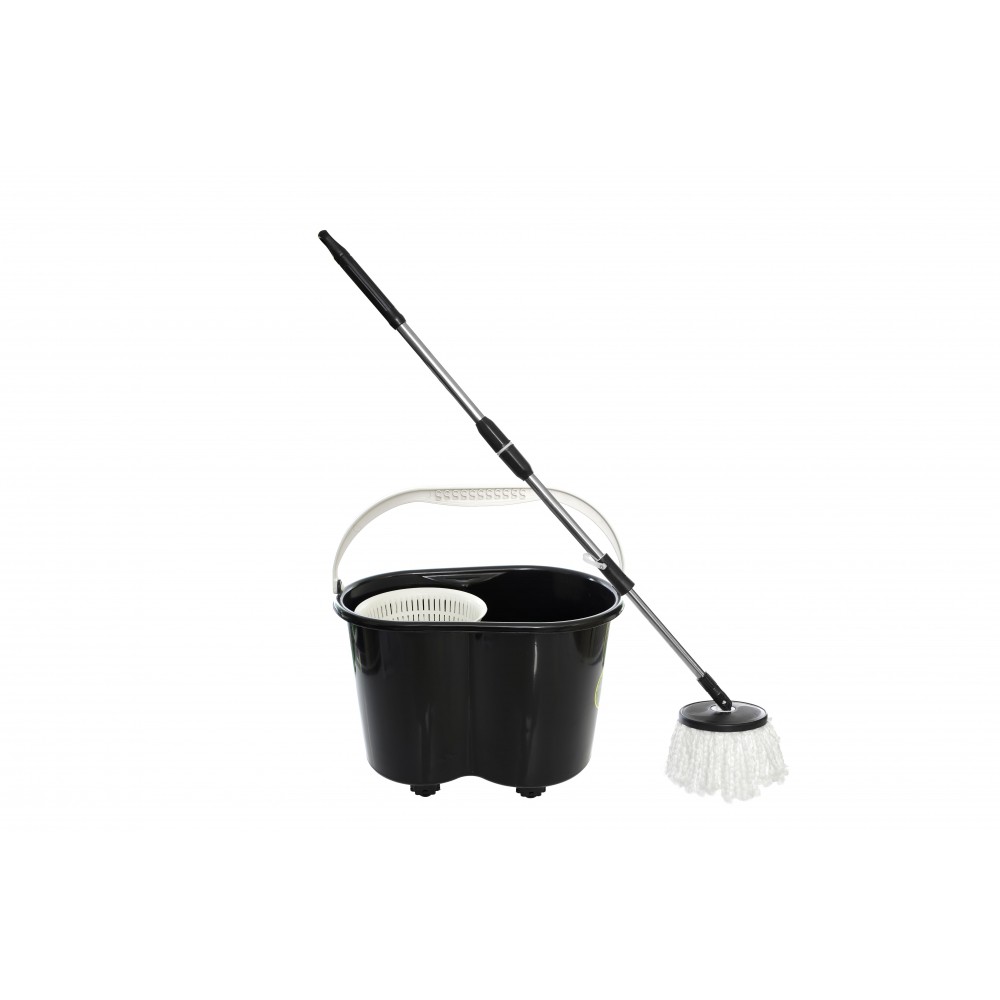 -Bộ lau nhà 360 độ xô tròn lớn 4X -RỔ INOX, MÂM INOX, Có chắn nước + cục giặt