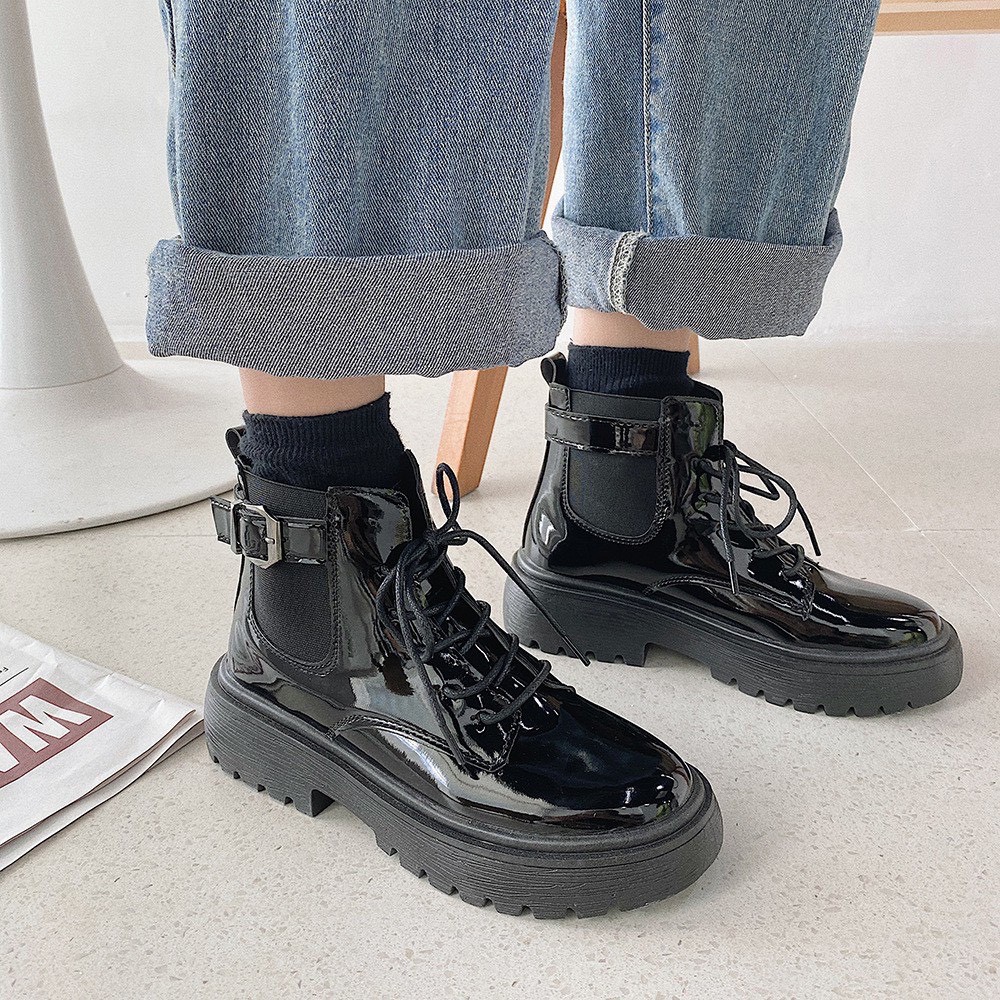 [Mã 151FASHIONSALE1 giảm 10k đơn 50k] Bốt Nữ Cao Cổ Khóa Vuông Siêu Xinh Kiểu Dáng Hàn Quốc