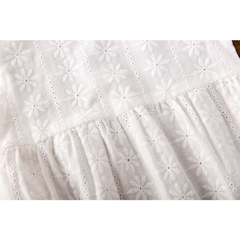 Bộ Áo Liền Quần Vải Cotton Phối Ren Không Tay Thời Trang Mùa Hè Cho Bé Gái Sơ Sinh