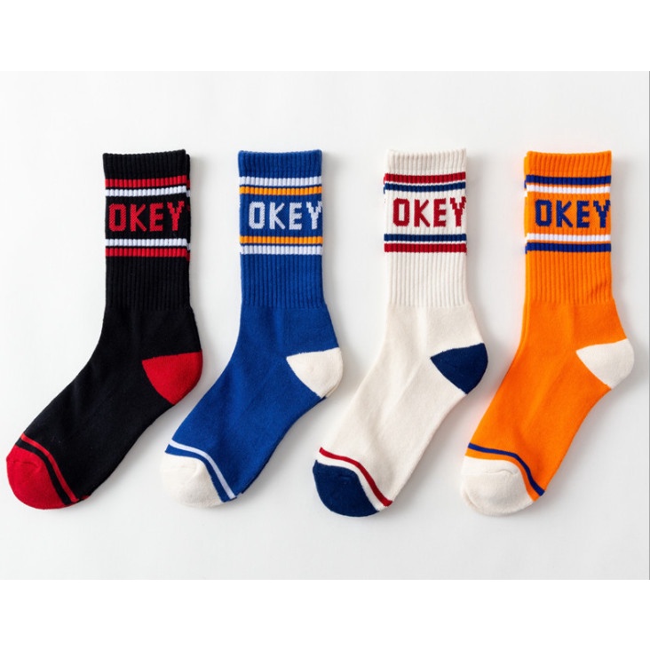 Vớ Unisex chữ OKEY cao cổ nhiều màu, phong cách thể thao, năng động.
