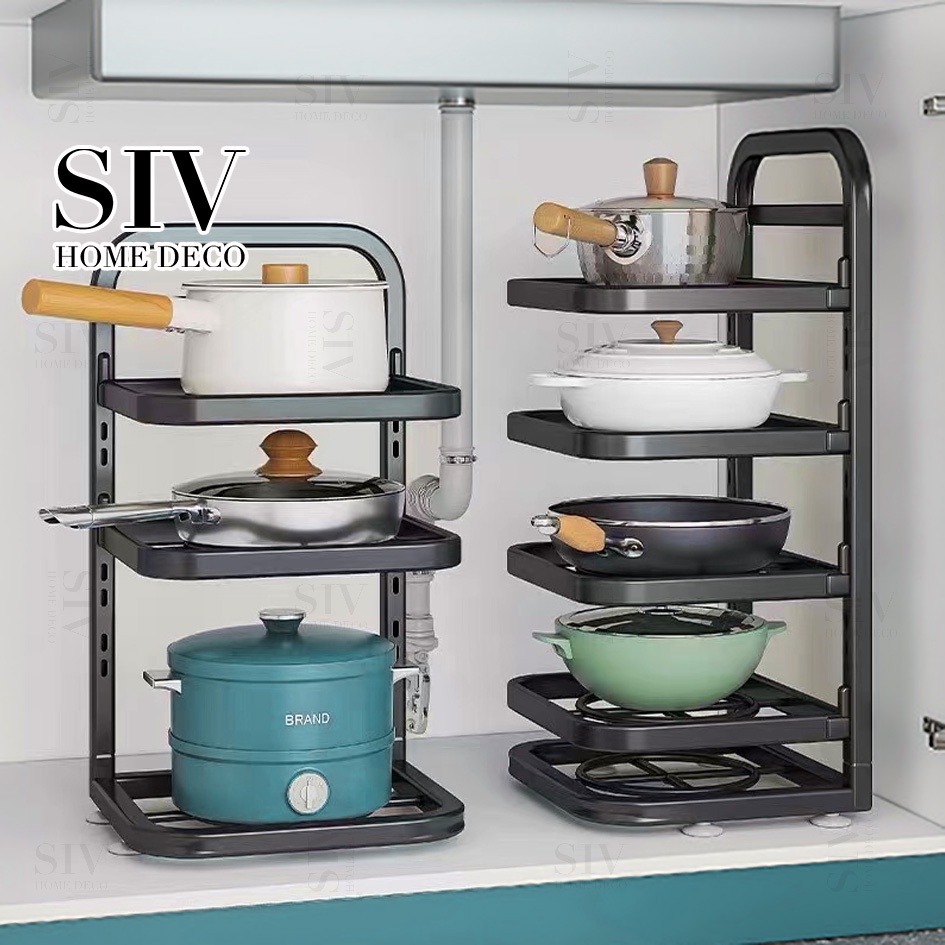 SIV Kệ để xoong nồi nhiều tầng 2 màu sắc 3/4/5 tầng có thể điều chỉnh