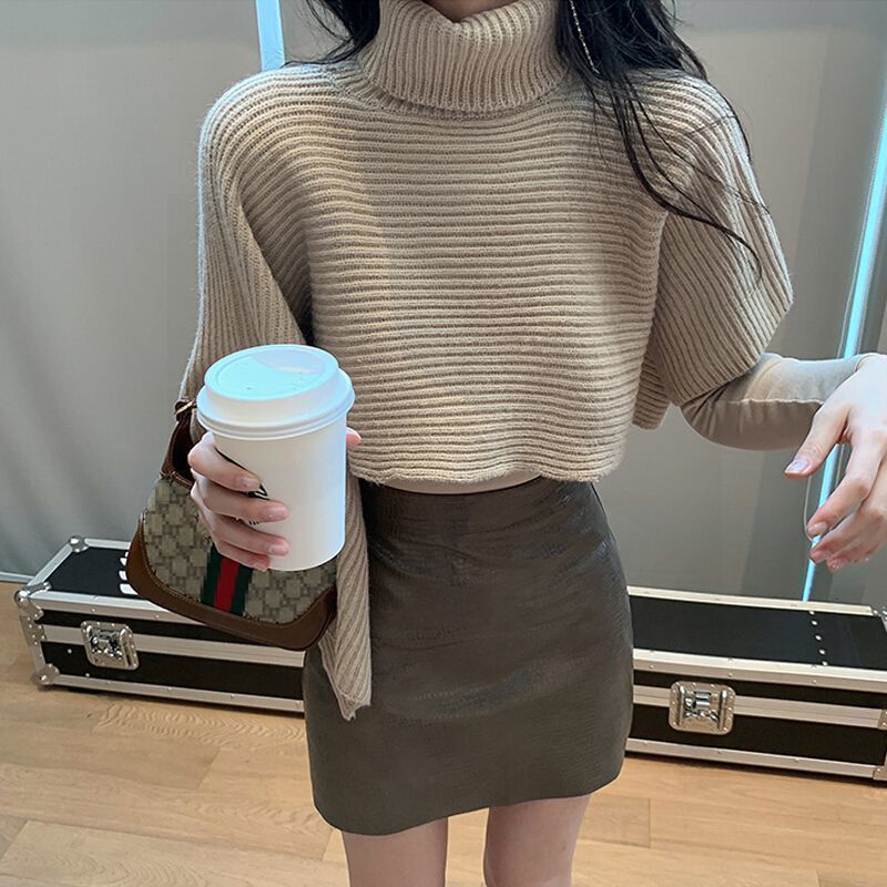 áo sweater cổ cao thiết kế đơn giản thời trang phong cách Hàn Quốc