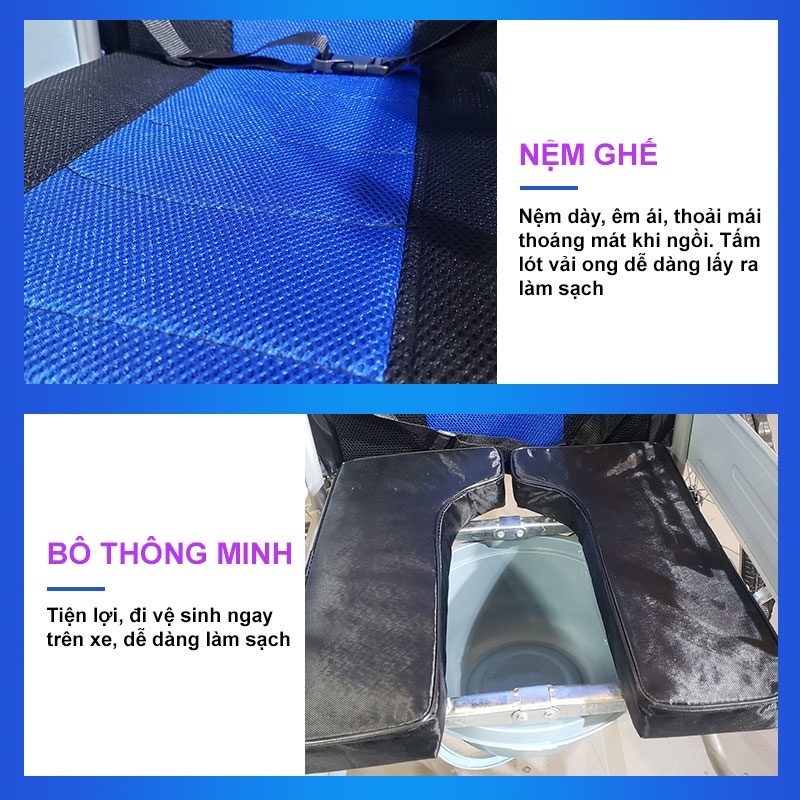 Xe lăn tay đa chức năng, tích hợp đệm, bô, tấm lót, có nhiều nấc ngã lưng, Có thể ngã thành giường - NIKITA