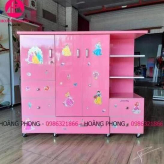 Tủ quần áo công chúa màu hồng _ Tặng kèm hình dán - Miễn phí vận chuyển ngang 1m43 cao 1m28