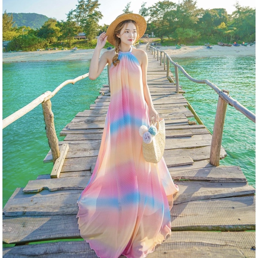 Đầm maxi suông cầu vồng - Maxi Ngọc Lan