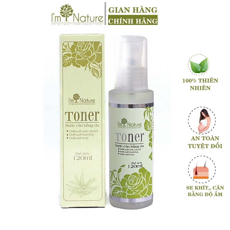 Toner IM NATURE nước hoa hồng dưỡng trắng cân bằng độ ẩm an toàn mẹ bầu và phụ nữ sau sinh 120ml