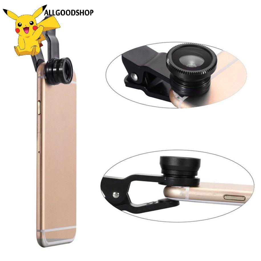 111all} 360 Degree Rotate Clip Camera Lens Kits Fish Lens Wide Angle Macro Lens