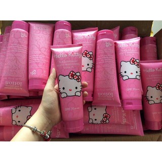 Kem dưỡng thể makeup up trắng da chống nắng Hello Kitty hồng 300ml