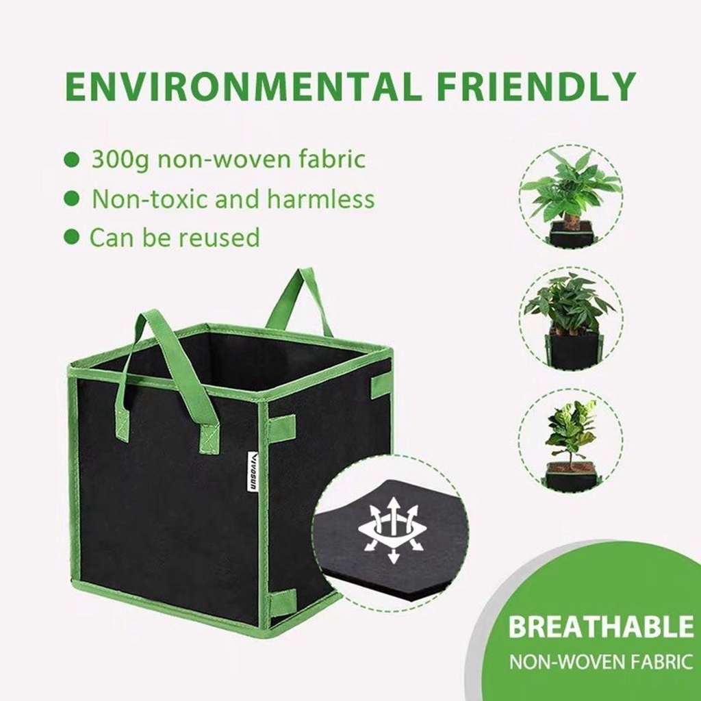 YIYU Túi Trồng Cây Hình Vuông Bằng Vải Không Dệt Chống Ăn Mòn Có Tay Cầm Tiện Dụng