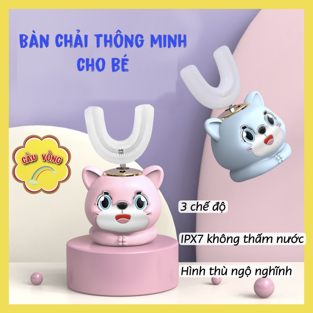 Bàn Chải Đánh Răng Chữ U Cho Bé Chất Liệu Silicon, Ưu điểm mềm, dễ sử dụng, chịu lực cắn, Dành cho bé từ 2T