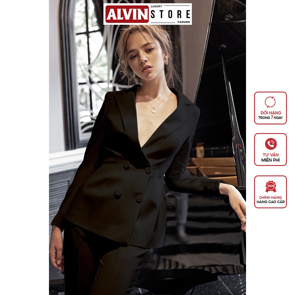 Bộ Vest Nữ Tay Dài Quần Ống Ôm Phù Hợp Công Sở Đi Tiệc Alvin Store 2196