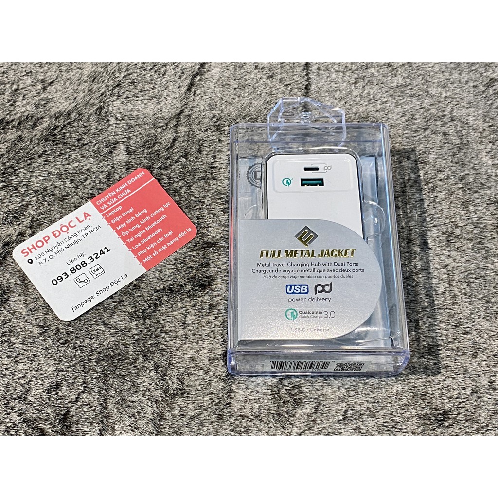 Cốc sạc Qmadix Full Metal Jacket PTMH2-Q3PD, cổng USB-A & USB-C