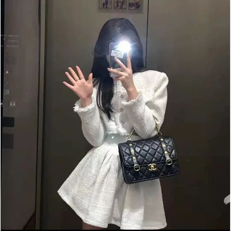 Bộ áo váy cạp cao thời trang mùa xuân 2022 phong cách ngọt ngào cho nữ