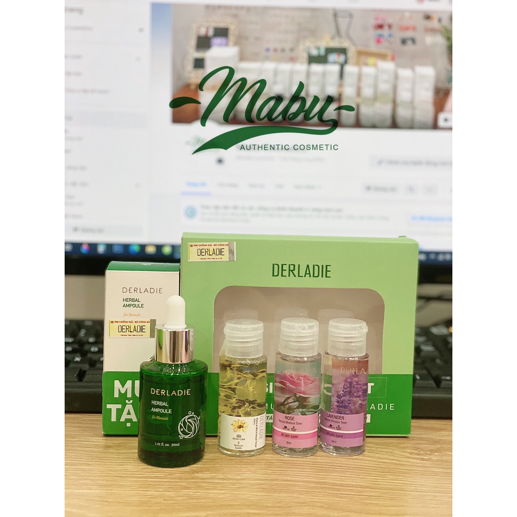 Tinh Chất Derladie Herbal Ampoule + Tặng Bộ Sample Skincare Cho Da Mụn