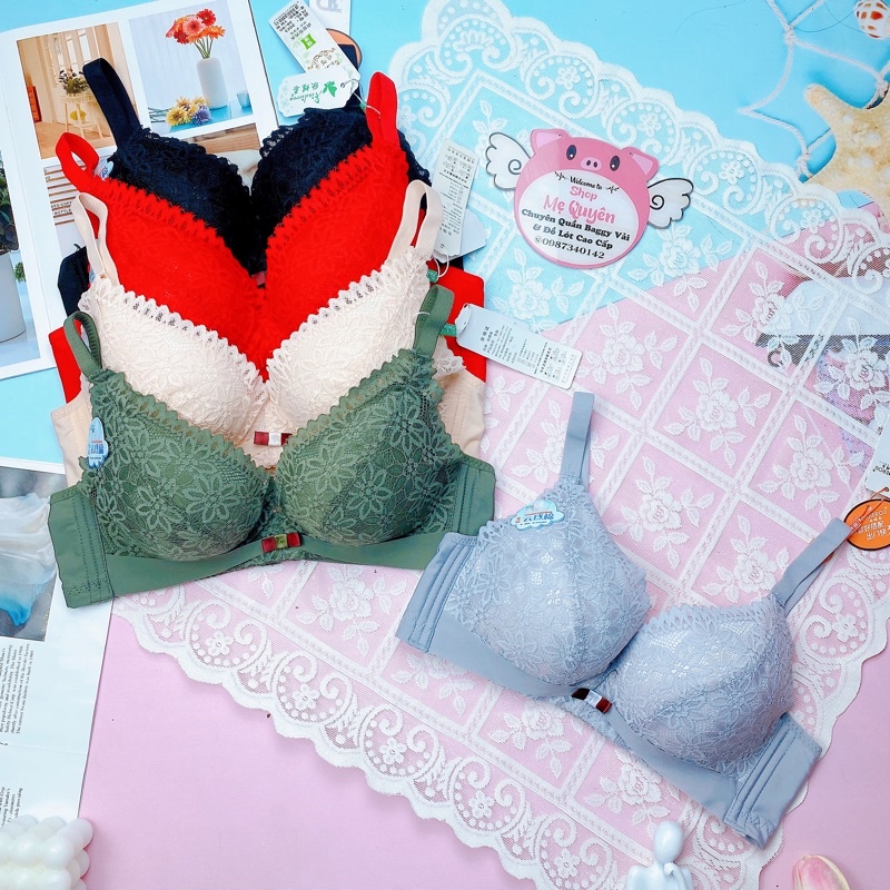 Áo lót ren không gọng , áo ngực mút dày siêu đẩy 6cm bông mềm thông hơi thoáng khí