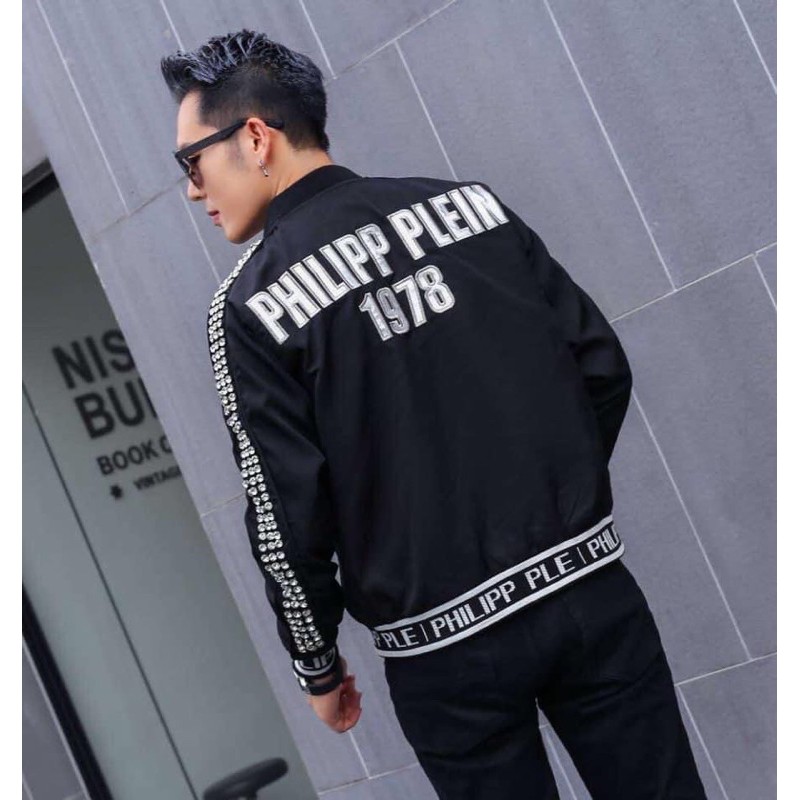 ÁO KHOÁC CỔ BOMBER ĐÍNH ĐÁ HẠT HÀNG CAO CẤP