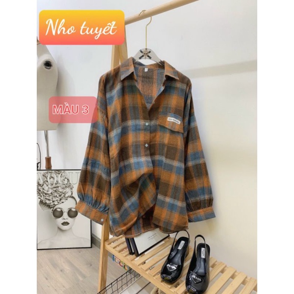 ÁO SƠ MI KẺ ULZZANG HÀN QUỐC TAY ĐÈN LỒNG-139