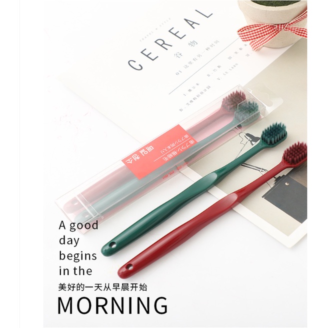 Bộ 2 Bàn Chải Đánh Răng Sợi Than Tre Mềm Mại Màu Macaron Kiểu Nhật Bản Cho Cặp Đôi