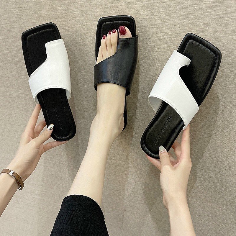 Dép Xỏ Ngón Đế Bằng Mũi Vuông Thời Trang Mùa Hè Dành Cho Nữ
