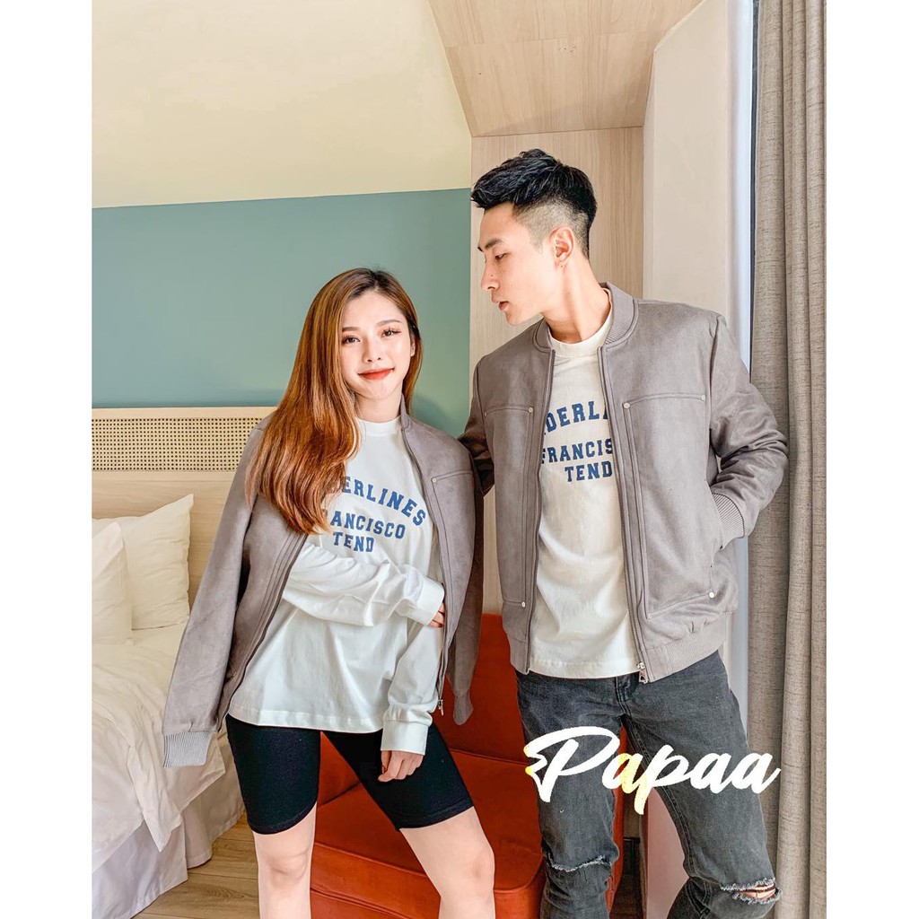 Áo khoác nam nữ Hàn Quốc unisex da lộn túi dài 8803 PAPAA SHOP