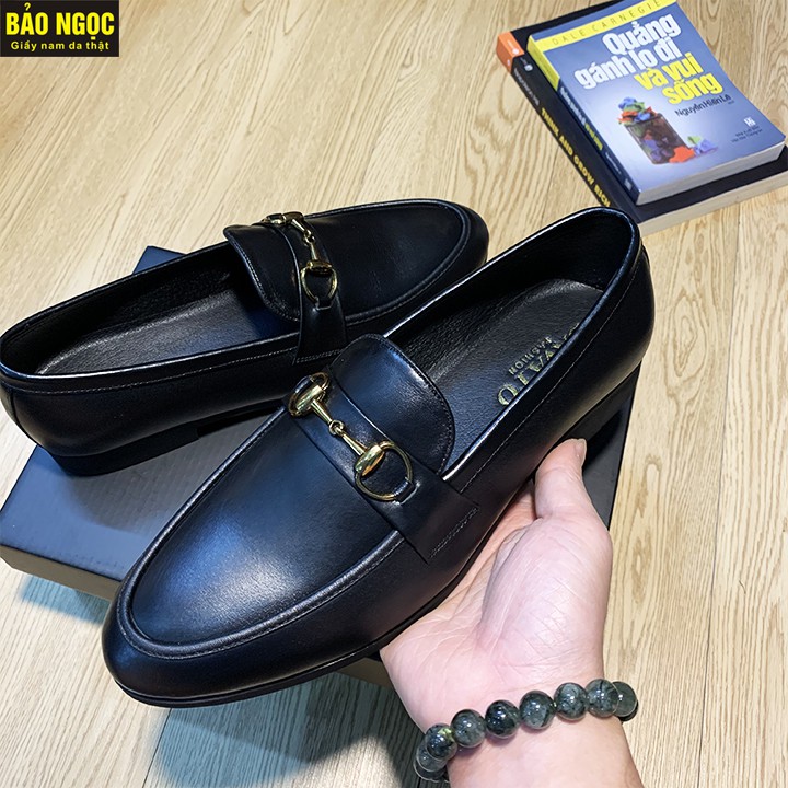 GIÀY LƯỜI NAM DA BÒ BĂNG XÍCH THỜI TRANG, BẢO HÀNH DA 12 THÁNG, MÃ K2211