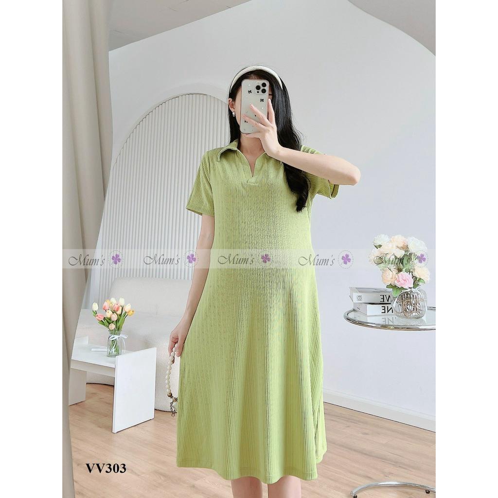 ĐẦM BẦU CÔNG SỞ MUM'S SHOP  FREESHIP  Váy bầu xinh tăm xanh cốm cổ đức