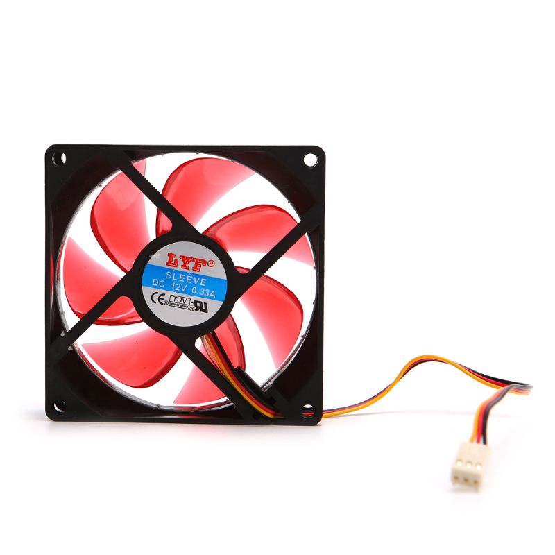 LED Light 3 pin 90mm PC Desktop Computer Case Cooling Cooler Fan Low Noise 9025