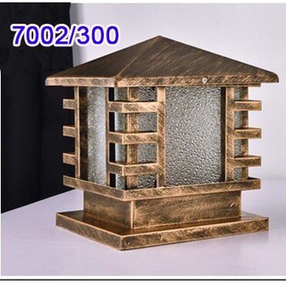 Đèn trụ cổng mái chùa phi 300 (mm) màu đồng