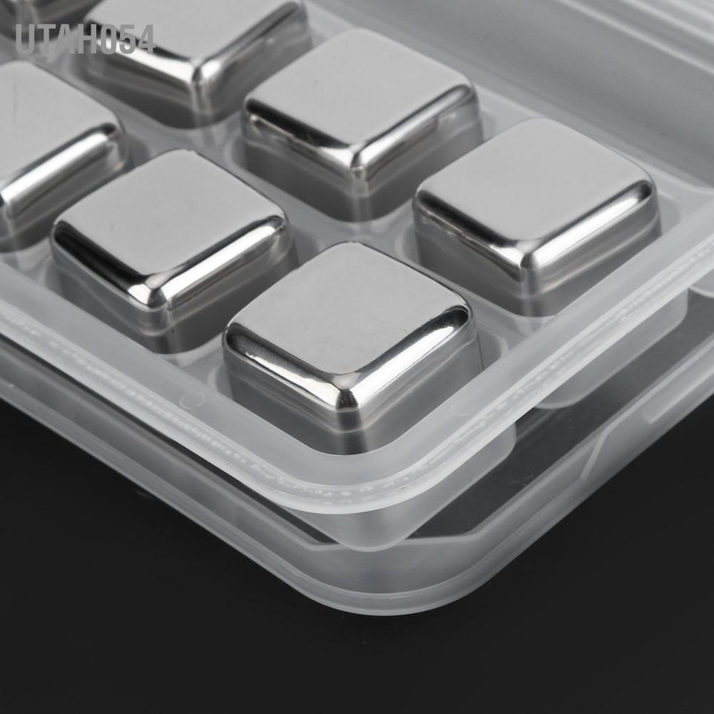 Hàng Sẵn Đá viên inox Đá khối bằng thép không gỉ 304 có thể tái sử với Hộp Đồ dùng cho Bar【Utah054】