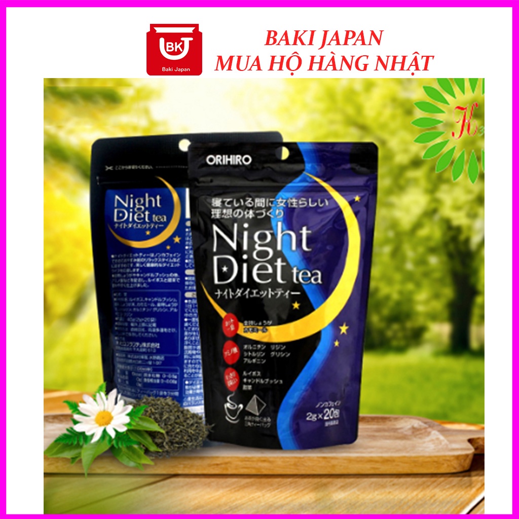Trà giảm cân ban đêm Night Diet , Trà Night Diet giảm cân đẹp da ban đêm Orihiro của Nhật 20 gói