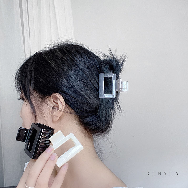 Kẹp Tóc Nhựa Acrylic Màu Trơn Phong Cách Hàn Quốc Dành Cho Nữ