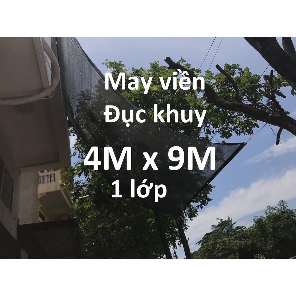 4Mx9M - Lưới lan che nắng [Cản ~70%] - Dệt kim Hàn Quốc - Máy Viền - Đục khuy - 1 Lớp