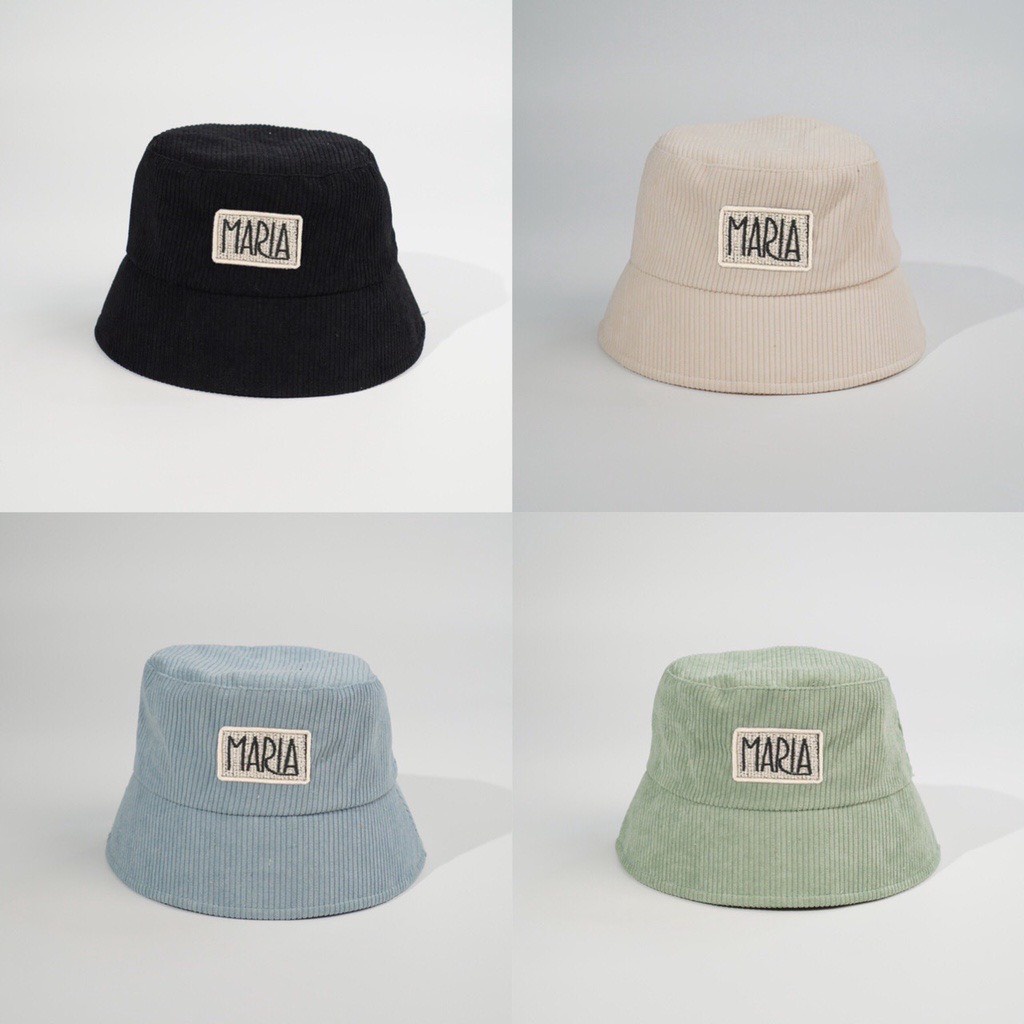 Mũ bucket vành cụp nón tai bèo thếu chữ MARIA chất nhung tăm cao cấp form unisex nam nữ