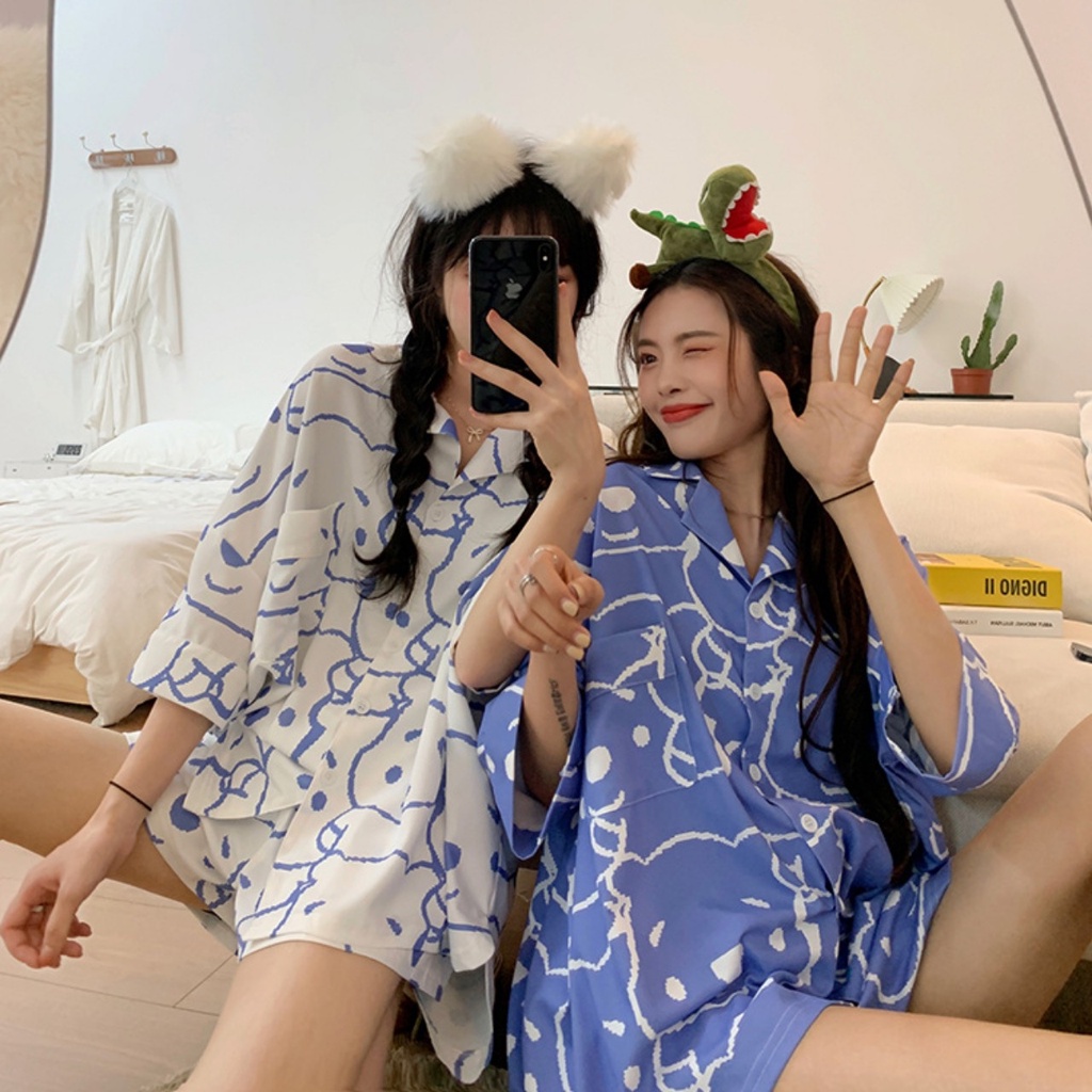 BỘ PIJAMA CỘC NỮ, BỘ ĐỒ MẶC NHÀ CHẤT LỤA KATE THÁI LOẠI ĐẸP