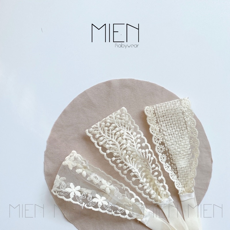 (P06) Băng đô turban ren thêu vintage cho bé gái MIEN