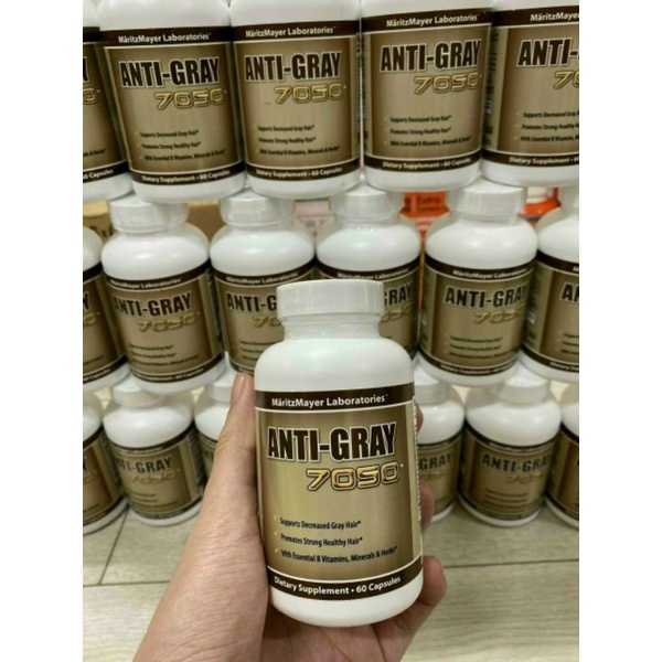 Viên uống hỏ trợ trị bạc tóc sớm ANTI -GRAY HAIR 7050 lọ 60 viên của MỸ