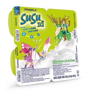 Sữa chua ăn SuSu IQ loại có đường - Vỉ 4 hộp x 80g
