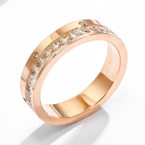 Nhẫn Nữ Đính 1 Hàng Đá Nhân Tạo Titan Ko Đen TT 2702