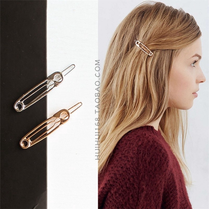 Minimalist Hollow Creative Metal Pin Shape Hairpin Side Clip Girl Hair Accessories