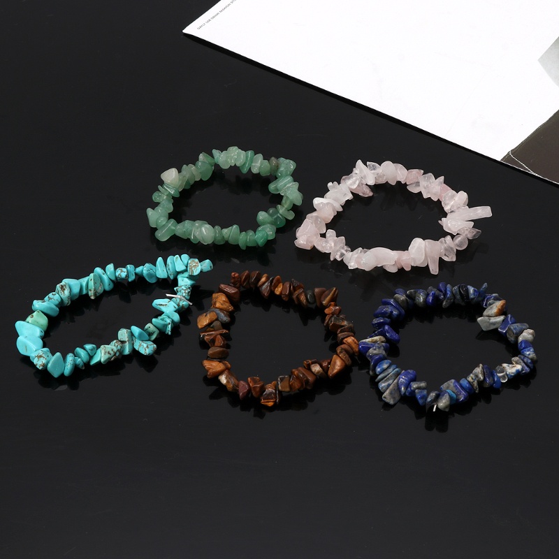 Set 5 Vòng Tay Chuỗi Hạt Đá Chakra 7 Màu Tự Nhiên