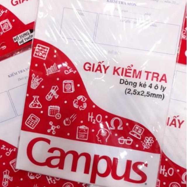 Giấy Kiểm Tra Cấp 1 Campus 15 Tờ Đôi Dòng Kẻ 4 Ôly Mã Số TPBF100G