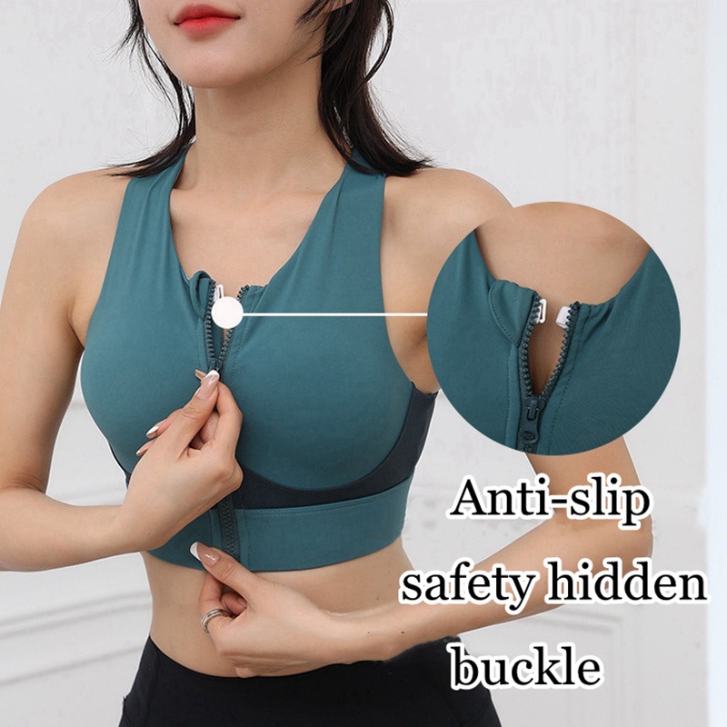Áo Ngực Thể Thao Chống Sốc Không Đường May Khóa Kéo Trước Cho Nữ