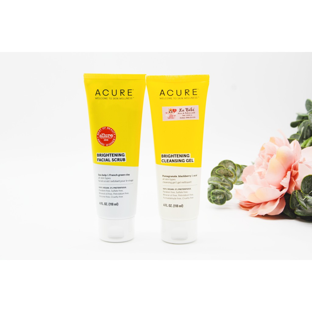 Combo sữa rửa mặt và tẩy da chết organic Acure