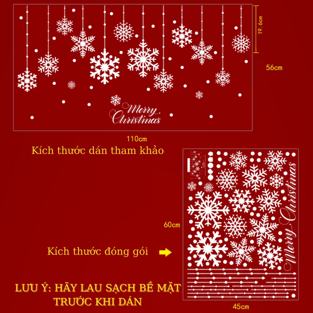 Decal Dán Tường Hình Bông Tuyết Chủ Đề Giáng Sinh, Decal Noel Trang Trí Phòng Khách, Phòng Ngủ, Cửa Hàng - MIN STORE