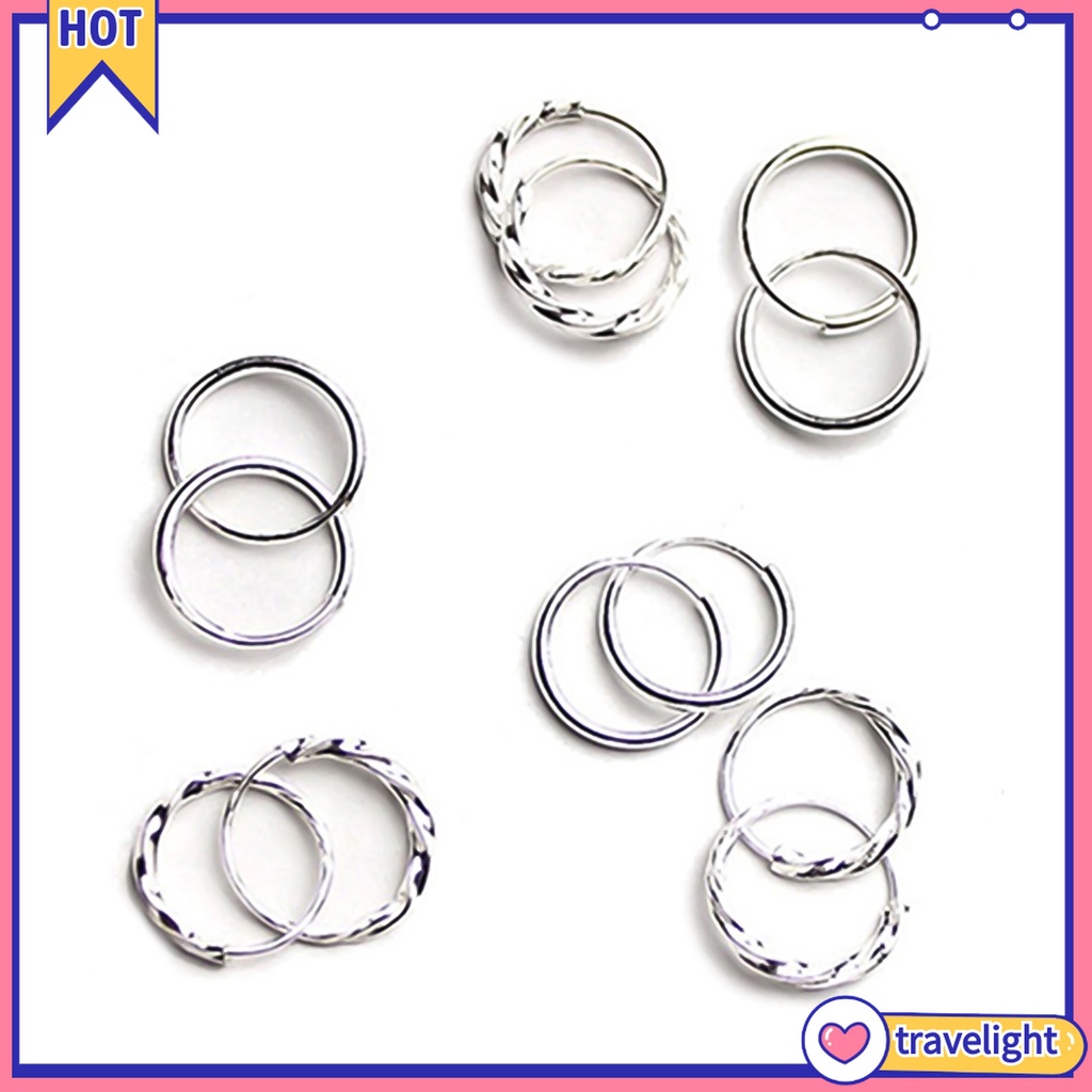 Khuyên tai hợp kim hình tròn to nhỏ phối gợn sóng làm trang sức cưới cho nữ